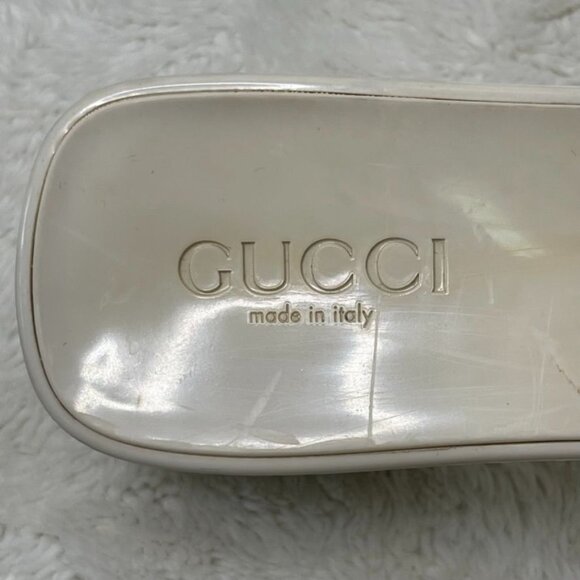 GUCCI Women's White Heeled Square Toe Slide Sandals Shoes Size 39 - Picture 13 of 16